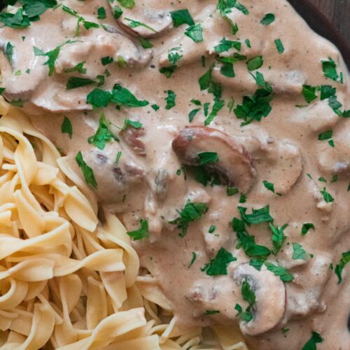 Best Stoganoff plate with mushroom sauce and noodles