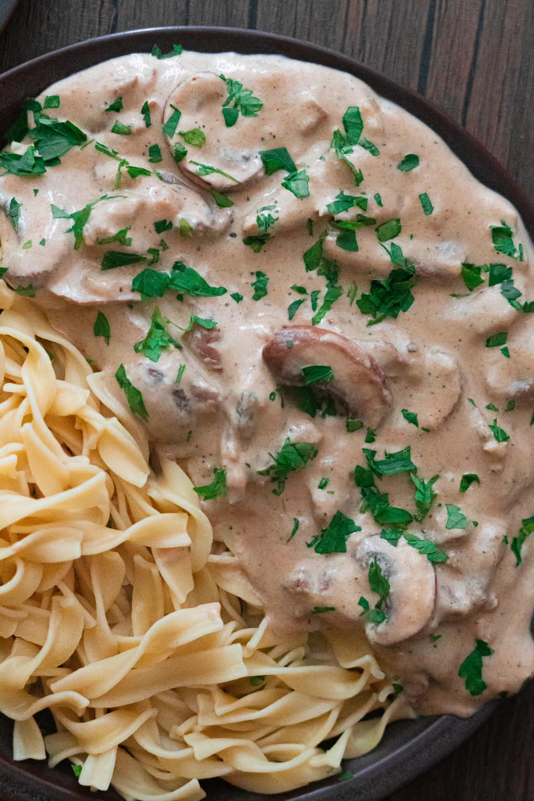 Best Stoganoff plate with mushroom sauce and noodles