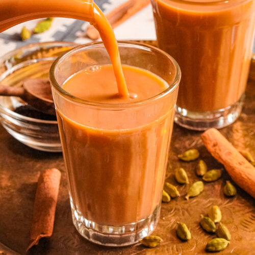 spiced chai with evaporated milk and aromatic spices