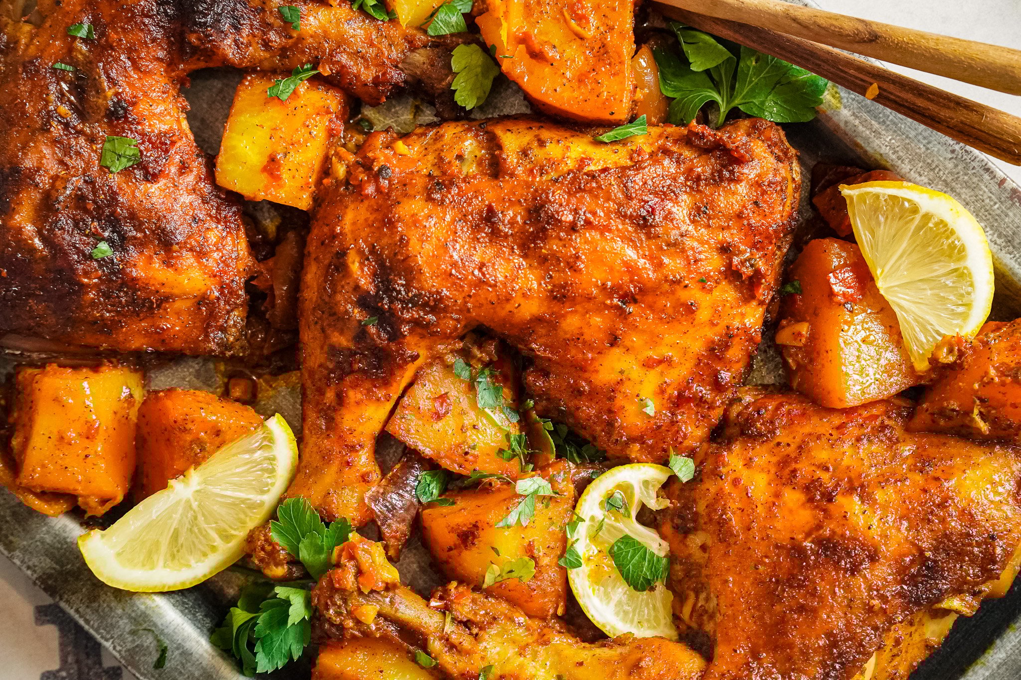 crispy spicy baked chicken cooked to perfection served with finely chopped fresh parsley