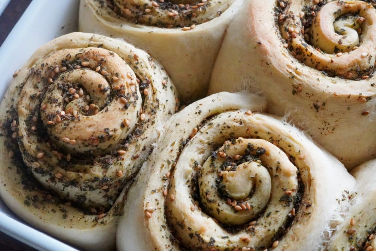 bread rolls stuffed with zaatar paste
