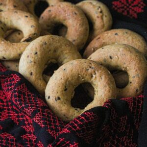 A dozen of kaak that are soft on the inside and crunchy on the outside bread. It is a perfect healthy snack.