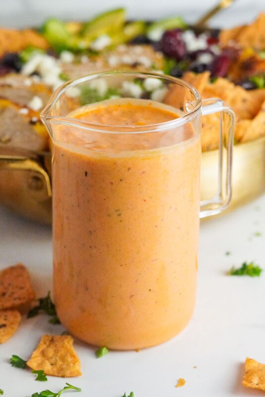 A yummy creamy chipotle dressing to be topped on the this delicious Santa Fe Chicken Salad. 
