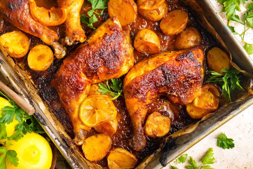 crispy, spicy, honey chicken thighs