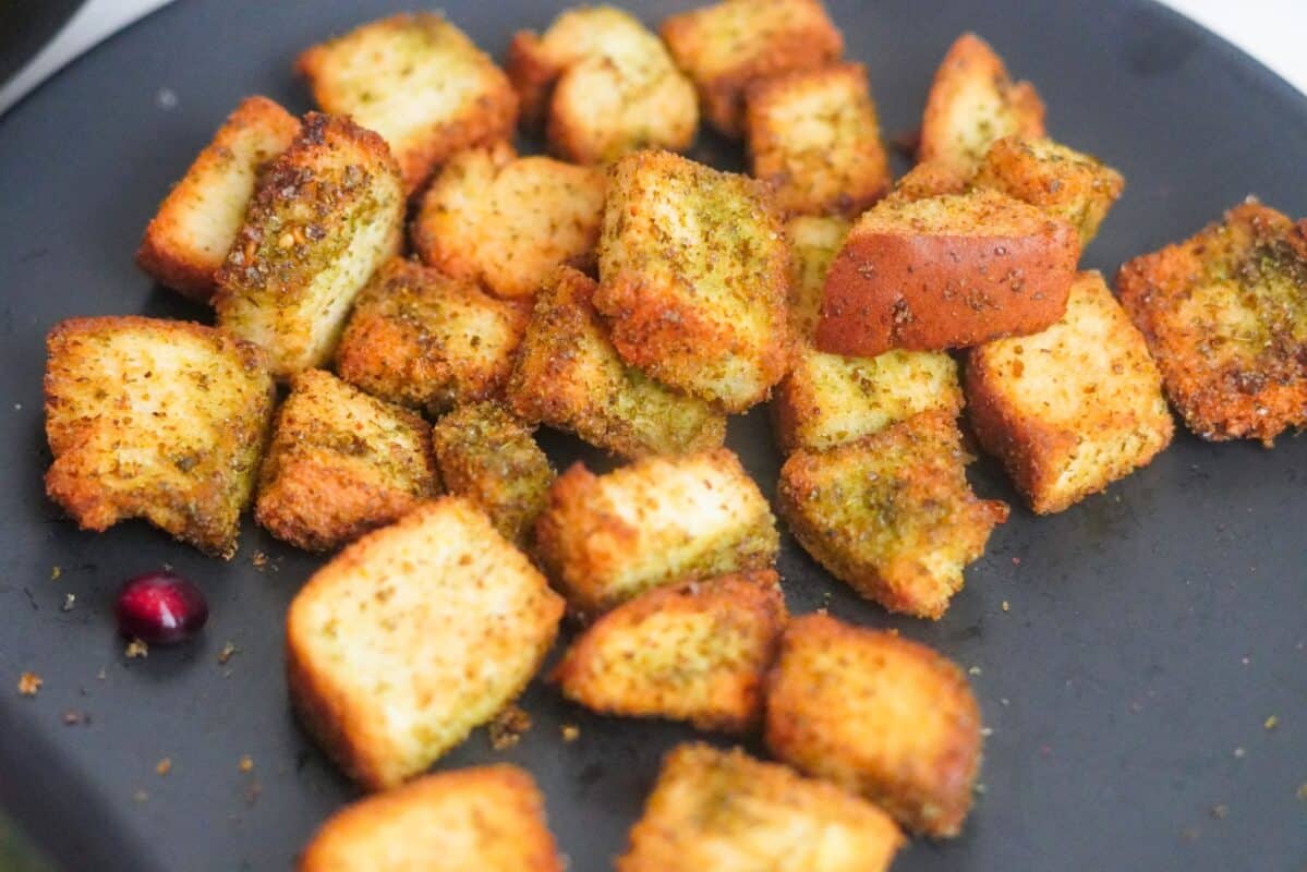 Za'atar croutons added to the soup for a delightful crunch