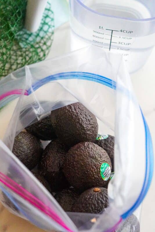 Hass avocado in a Ziplock-bag ready to be stored
