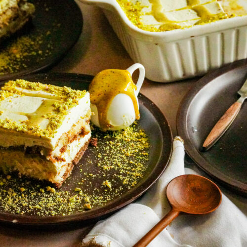 coffee and pistachio tiramisu