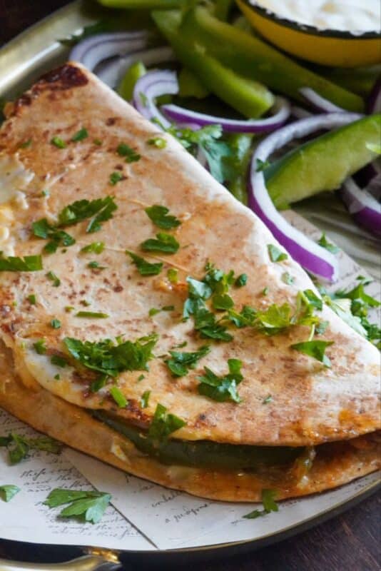A crunchy wrap with well seasoned vegetables that are freshly cut.