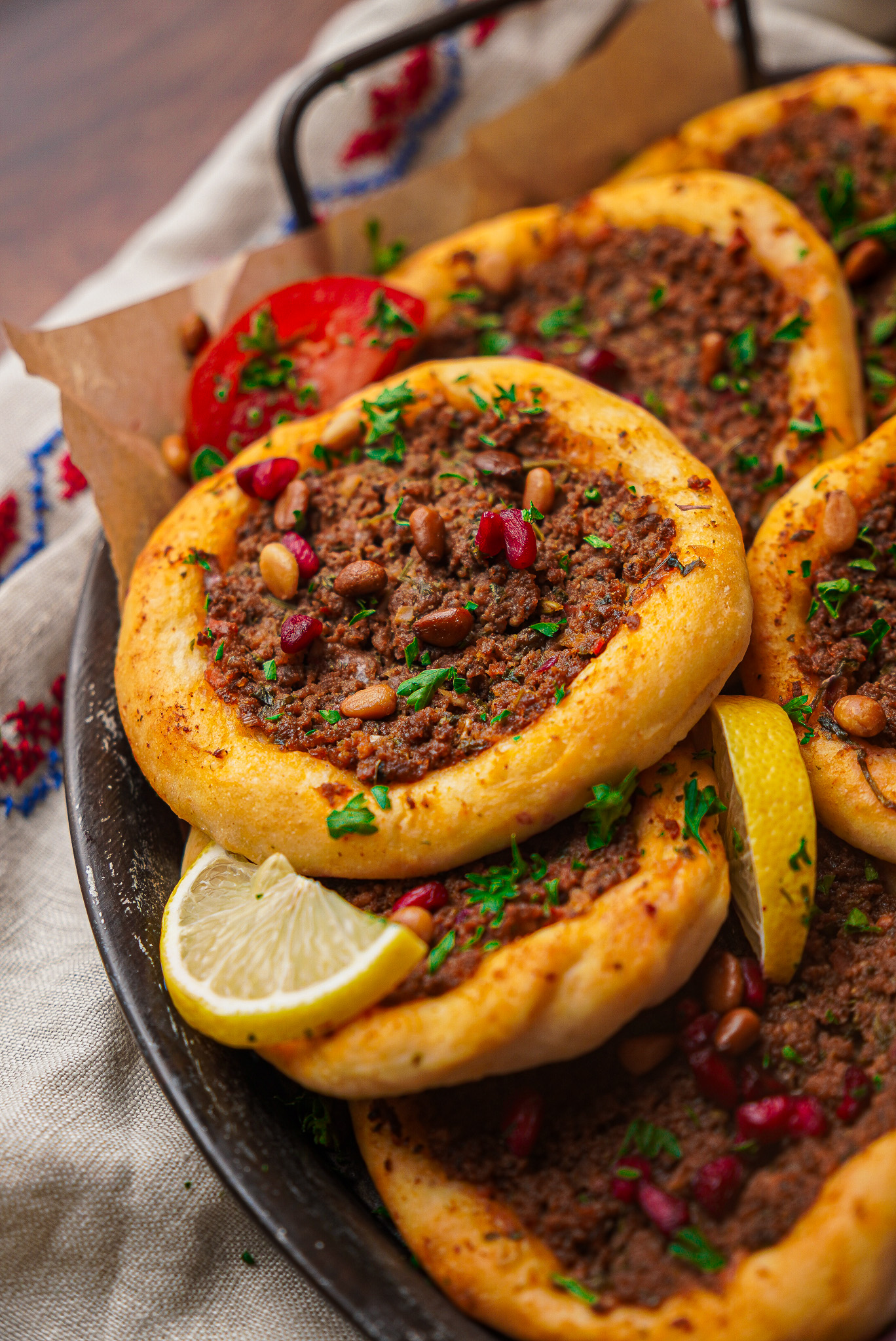 Lebanese sfeeha meat pies