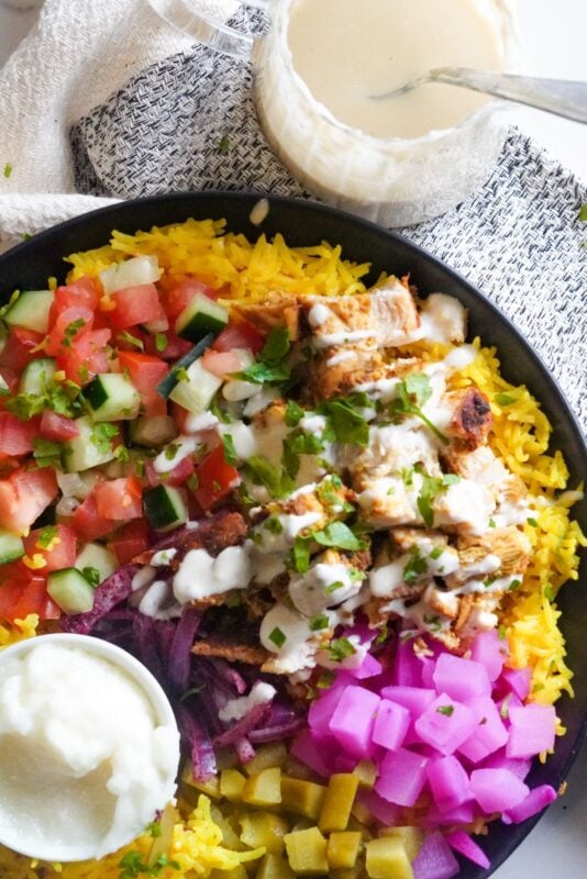 The chicken shawarma rice bowls were prepared with great care and attention to detail. The presentation and the taste were both perfect.