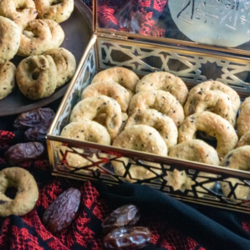 Delicious Palestinian Ka'ak filled with date paste slightly crunchy on the outside and soft on the inside